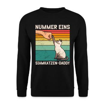 Siamkatze NUMMER EINS SIAMKATZEN-DADDY Siamkatzen - Unisex Pullover - Schwarz - Vorne - Alina (178cm) & Michal (187cm)