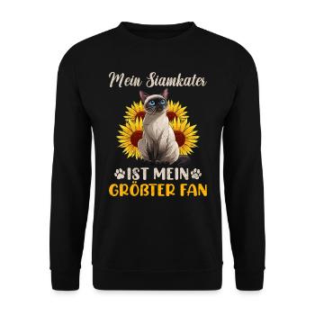 Siamese MY SIAMESE CAT IS MY BIGGEST FAN - Unisex Sweatshirt - black - Front - Alina (178cm) & Michal (187cm)