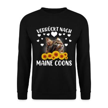 Maine Coon Besitzerin VERRÜCKT NACH MAINE COONS - Unisex Pullover - Schwarz - Vorne - Alina (178cm) & Michal (187cm)