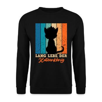 Siamkatzen LANG LEBE DER KATZENKÖNIG Siam Katzen - Unisex Pullover - Schwarz - Vorne - Alina (178cm) & Michal (187cm)