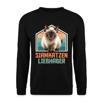 Siamkatzen Liebhaber Siamesen Katzen Besitzer - Unisex Pullover - Schwarz - Vorne - Alina (178cm) & Michal (187cm)