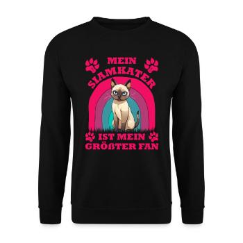 Siamese cats MY SIAMESE CAT IS MY BIGGEST FAN - Unisex Sweatshirt - black - Front - Alina (178cm) & Michal (187cm)