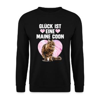 Maine Coon Liebhaber GLÜCK IST EINE MAINE COON - Unisex Pullover - Schwarz - Vorne - Alina (178cm) & Michal (187cm)