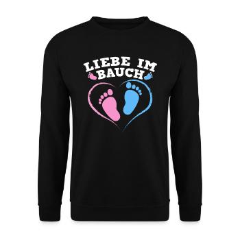 Pregnant LOVE IN THE BELLY Future Mom - Unisex Sweatshirt - black - Front - Alina (178cm) & Michal (187cm)