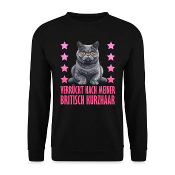 British Shorthair FOU DE MON BRITISH - Sweat-shirt Unisexe - noir - Devant - Alina (178cm) & Michal (187cm)
