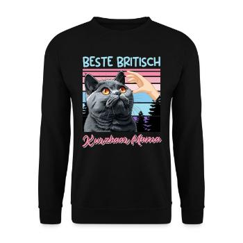 Cat Mom BEST BRITISH SHORTHAIR MOM - Unisex Sweatshirt - black - Front - Alina (178cm) & Michal (187cm)