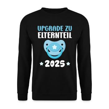 UPGRADE TO PARENT Pregnant Expectant Mothers - Unisex Sweatshirt - black - Front - Alina (178cm) & Michal (187cm)