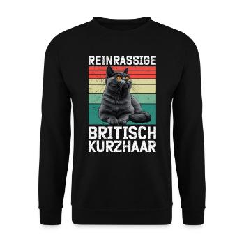 Britisch Kurzhaar Papa REINRASSIGE BRITISCH - Unisex Pullover - Schwarz - Vorne - Alina (178cm) & Michal (187cm)