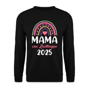 MOM OF TWINS 2025 Expectant Twin Mom - Unisex Sweatshirt - black - Front - Alina (178cm) & Michal (187cm)