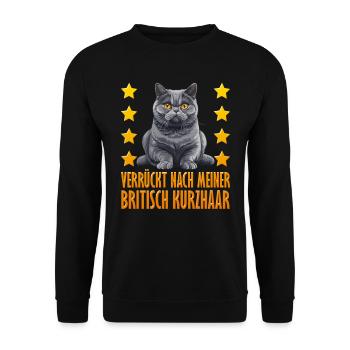 British Shorthair FOU DE MON BRITISH - Sweat-shirt Unisexe - noir - Devant - Alina (178cm) & Michal (187cm)
