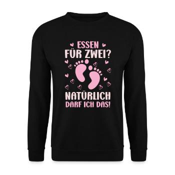 Pregnant FOOD FOR TWO? OF COURSE I CAN'T - Unisex Sweatshirt - black - Front - Alina (178cm) & Michal (187cm)