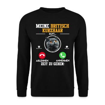 BRITISH SHORTHAIR APPELLE TIME TO GO Drôle - Sweat-shirt Unisexe - noir - Devant - Alina (178cm) & Michal (187cm)