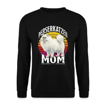 Katzenmama PERSERKATZEN MOM Persian Cat Mama - Unisex Pullover - Schwarz - Vorne - Alina (178cm) & Michal (187cm)