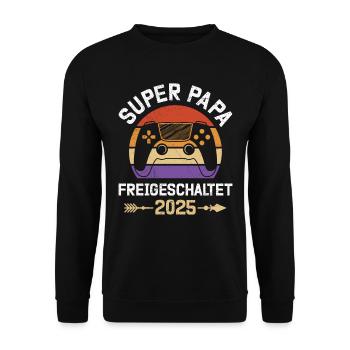 Dad-to-be SUPER DAD UNLOCKED - Unisex Sweatshirt - black - Front - Alina (178cm) & Michal (187cm)