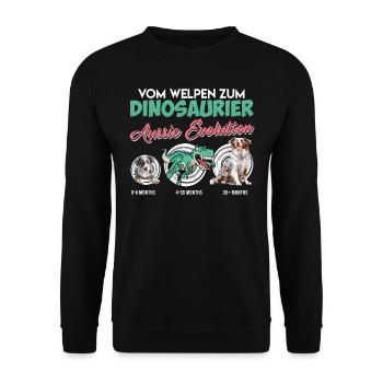 Aussie FROM PUPPY TO DINOSAUR Aussie evolution - Unisex Sweatshirt - black - Front - Alina (178cm) & Michal (187cm)