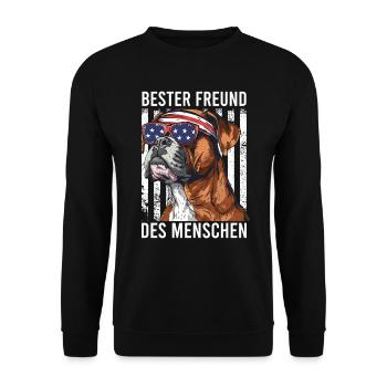 German boxer MAN'S BEST FRIEND United States - Unisex Sweatshirt - black - Front - Alina (178cm) & Michal (187cm)