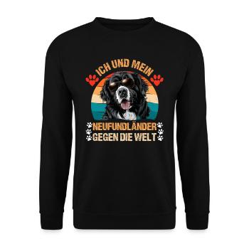 Newfie ICH UND MEIN NEUFUNDLÄNDER GEGEN DIE WELT - Unisex Pullover - Schwarz - Vorne - Alina (178cm) & Michal (187cm)