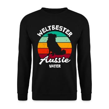 Aussie WORLD'S BEST AUSTRALIAN SHEPHERD DAD - Unisex Pullover - Schwarz - Vorne - Alina (178cm) & Michal (187cm)
