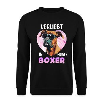 Boxer Chien Maman AMOUREUSE DE MON BOXER Drôle - Sweat-shirt Unisexe - noir - Devant - Alina (178cm) & Michal (187cm)