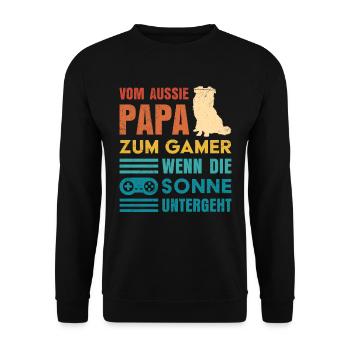 Dog Dad DE PAPA AUSTRALIEN À GAMER Drôle - Sweat-shirt Unisexe - noir - Devant - Alina (178cm) & Michal (187cm)