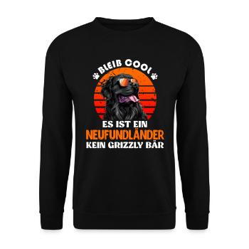 Newfie BLEIB COOL KEIN GRIZZLY BÄR NUR EIN - Unisex Pullover - Schwarz - Vorne - Alina (178cm) & Michal (187cm)