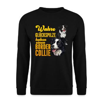 Propriétaires de chiens LES VRAIES PERSONNES CHANCEUSES ONT UNE FRONTIÈRE - Sweat-shirt Unisexe - noir - Devant - Alina (178cm) & Michal (187cm)
