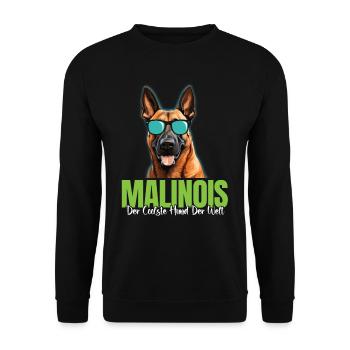 Malinois Der COOLSTE HUND DER WELT Belgischer - Unisex Pullover - Schwarz - Vorne - Alina (178cm) & Michal (187cm)