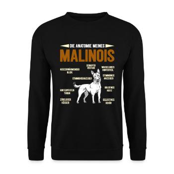 Malinois ANATOMY OF A BELGIAN MALINOIS Funny - Unisex Sweatshirt - black - Front - Alina (178cm) & Michal (187cm)