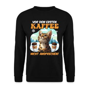 Bengal NE VOUS APPROCHEZ PAS AVANT VOTRE PREMIER CAFÉ ! - Sweat-shirt Unisexe - noir - Devant - Alina (178cm) & Michal (187cm)