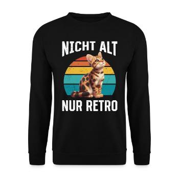 Chat du Bengale JE NE SUIS PAS VIEUX JUSTE rétro Drôle - Sweat-shirt Unisexe - noir - Devant - Alina (178cm) & Michal (187cm)