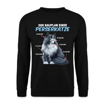Perserkatzen DER BAUPLAN EINER PERSERKATZE - Unisex Pullover - Schwarz - Vorne - Alina (178cm) & Michal (187cm)