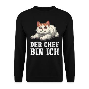 Turkish Van DER CHEF BIN ICH Lustiges Turkish Van - Unisex Pullover - Schwarz - Vorne - Alina (178cm) & Michal (187cm)