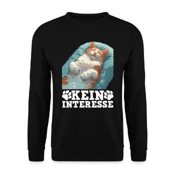 Turkish Van Lustig KEIN INTERESSE Faule Sture - Unisex Pullover - Schwarz - Vorne - Alina (178cm) & Michal (187cm)