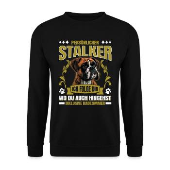 Boxer allemand PERSONAL STALKER Boxer drôle - Sweat-shirt Unisexe - noir - Devant - Alina (178cm) & Michal (187cm)