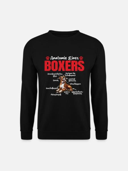 Deutscher Boxer ANATOMIE EINES BOXERS Lustiges - Unisex Pullover - Schwarz