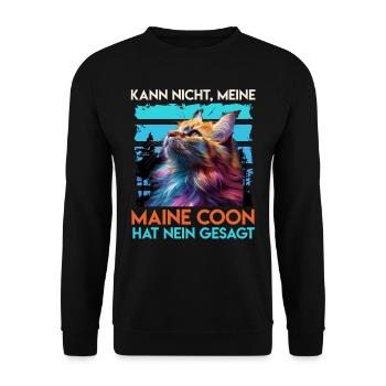 Maine Coon CAN'T MAINE COON SAYS NO - Unisex Sweatshirt - black - Front - Alina (178cm) & Michal (187cm)