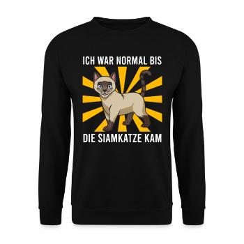 Siamkatzen ICH WAR NORMAL BIS DIE SIAMKATZE KAM - Unisex Pullover - Schwarz - Vorne - Alina (178cm) & Michal (187cm)