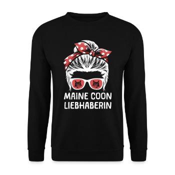 MAINE COON LIEBHABERIN Katzenmama Maine Coon - Unisex Pullover - Schwarz - Vorne - Alina (178cm) & Michal (187cm)