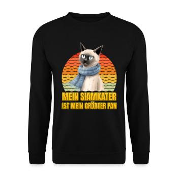 Siamese cats MY SIAMESE CAT IS MY BIGGEST FAN - Unisex Sweatshirt - black - Front - Alina (178cm) & Michal (187cm)