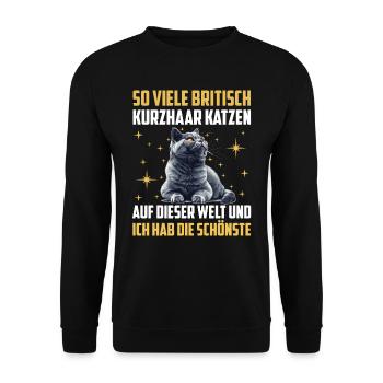 Britische Kurzhaar SO VIELE BRITISCHE KURZHAAR - Unisex Pullover - Schwarz - Vorne - Alina (178cm) & Michal (187cm)