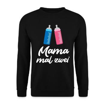 MOM TIMES TWO Drôle Enceinte enceinte - Sweat-shirt Unisexe - noir - Devant - Alina (178cm) & Michal (187cm)