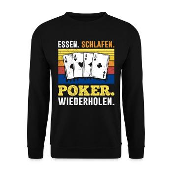 Poker Players EAT SLEEP POKER REPLAY - Unisex Sweatshirt - black - Front - Alina (178cm) & Michal (187cm)