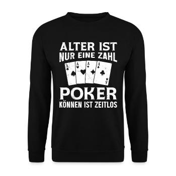 Poker Player AGE IS JUST A NUMBER POKER TIMELESS - Unisex Sweatshirt - black - Front - Alina (178cm) & Michal (187cm)