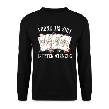 Joueur de poker drôle FRONT TILL LAST BREATH - Sweat-shirt Unisexe - noir - Devant - Alina (178cm) & Michal (187cm)