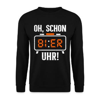 Schon wieder Bier Uhr Biertrinker Bierbrauer - Unisex Pullover - Schwarz - Vorne - Alina (178cm) & Michal (187cm)