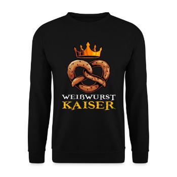 Weißwurst Kaiser - Unisex Pullover - Schwarz - Vorne - Alina (178cm) & Michal (187cm)