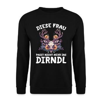Dirndl zu klein Trachtenshirt Damen Trachten Dirndl - Unisex Sweatshirt - black - Front - Alina (178cm) & Michal (187cm)