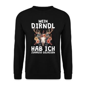 I left my dirndl at home in the closet - Unisex Sweatshirt - black - Front - Alina (178cm) & Michal (187cm)