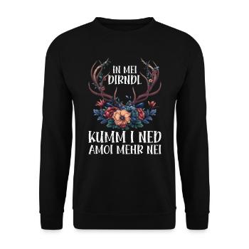 Dirndl zu klein Trachtenshirt Damen Trachten Dirndl - Unisex Sweatshirt - black - Front - Alina (178cm) & Michal (187cm)