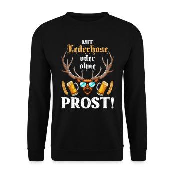 With or without lederhosen, cheers! Beer drinkers - Unisex Sweatshirt - black - Front - Alina (178cm) & Michal (187cm)